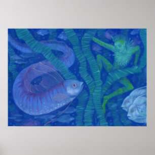 Amphibian and Fish King, fantasy art, Underwater Poster