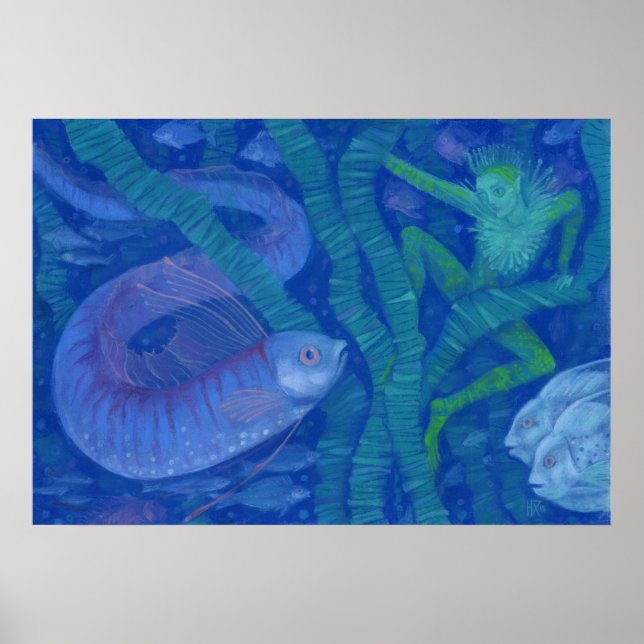 Amphibian and Fish King, fantasy art, Underwater Poster (Front)