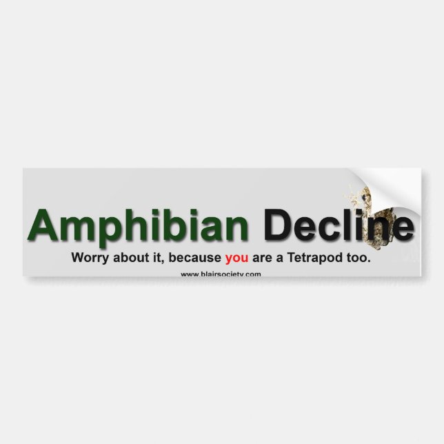 Amphibian Decline Bumper Sticker (Front)
