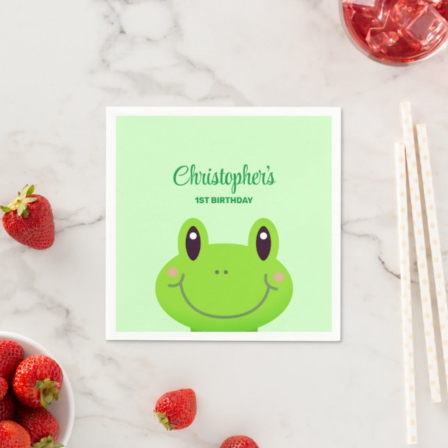 Amphibian Frog Birthday party green theme Napkins (Insitu)