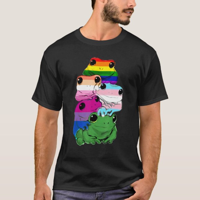 Amphibians Frogs Lgbt Rainbow Gay Pride T-Shirt (Front)