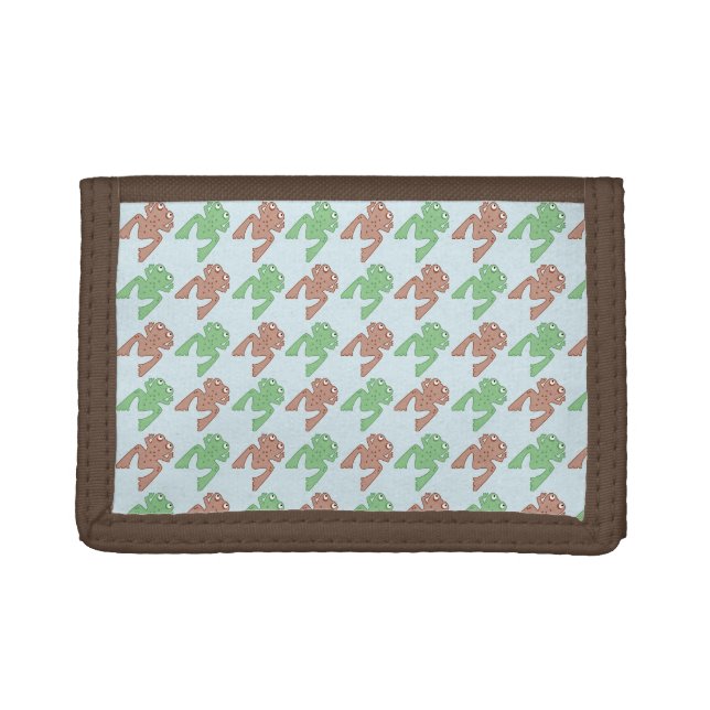 Amphibians Hopping Houndstooth Pattern Tri-fold Wallet (Front)