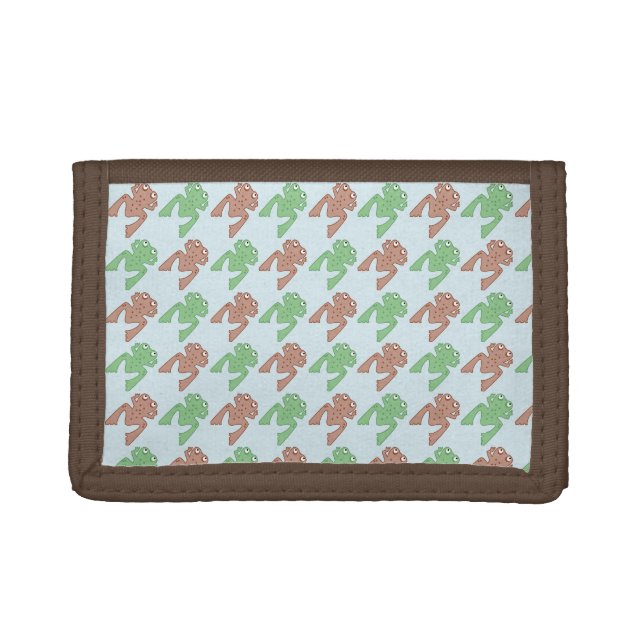 Amphibians Hopping Houndstooth Pattern Trifold Wallet (Front)