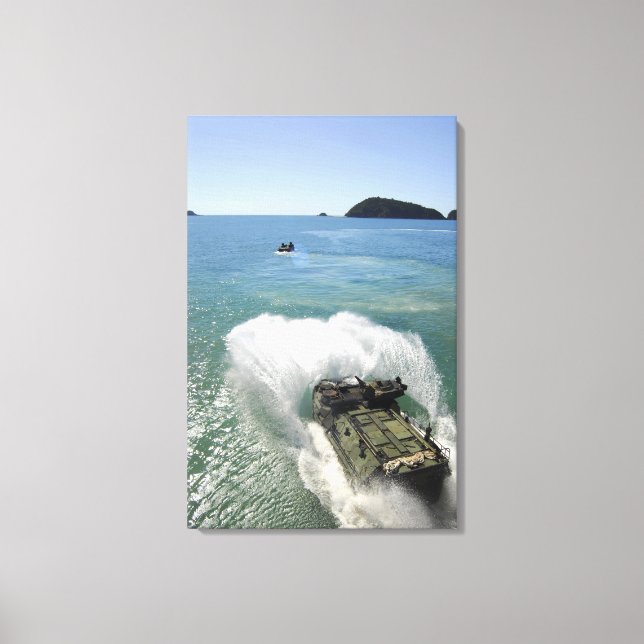 Amphibious Assault vehicles exit the well deck Canvas Print (Front)