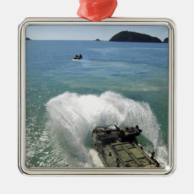 Amphibious Assault vehicles exit the well deck Metal Ornament (Front)
