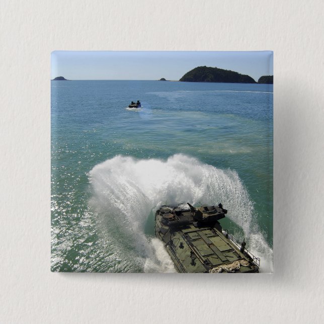 Amphibious Assault vehicles exit the well deck Pinback Button (Front)