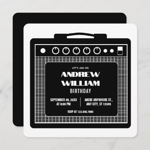Amplifier speaker music birthday invitation