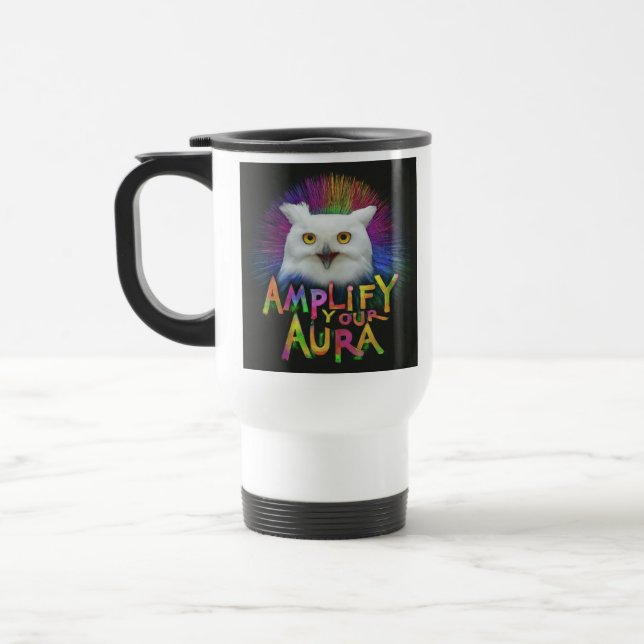 "Amplify Your Aura" Travel Coffee Mug (Left)