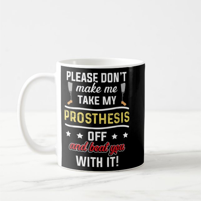 Amputee Humor Beat Leg Arm Funny Recovery Gifts Coffee Mug (Left)