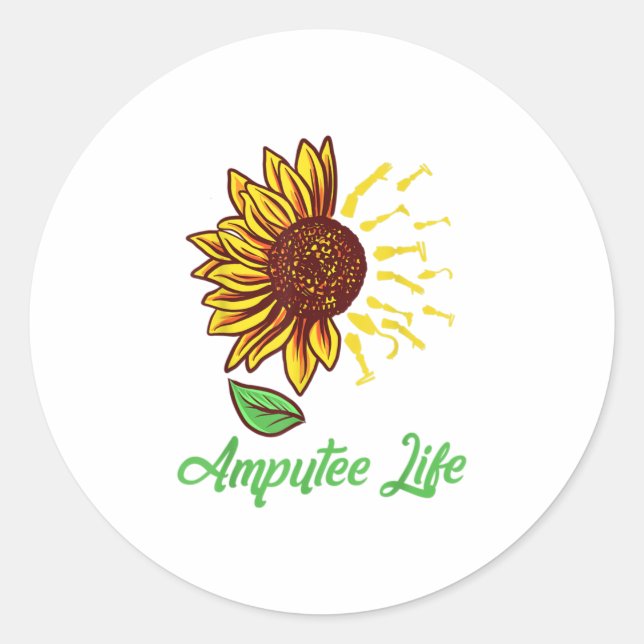 Amputee Humor Flower Life Leg Arm Classic Round Sticker (Front)