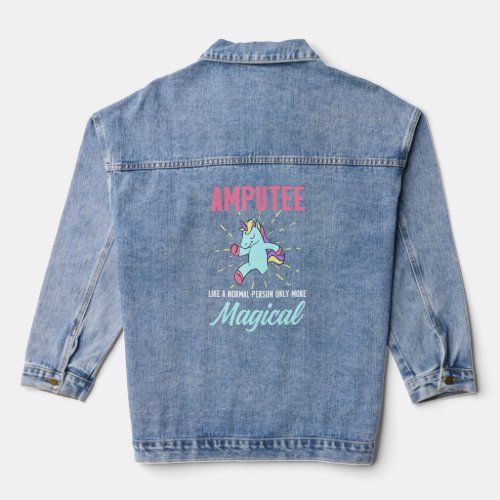 Amputee Humor Unicorn Leg Arm Funny Recovery 2  Denim Jacket