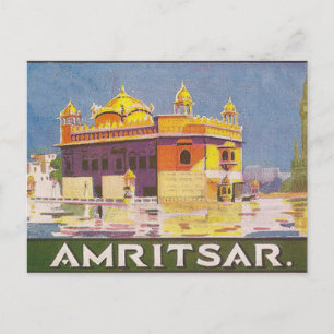 Amritsar city, golden temple, India, vintage Postcard
