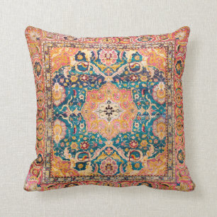 Amritsar Punjab North Indian Rug Print Throw Pillow
