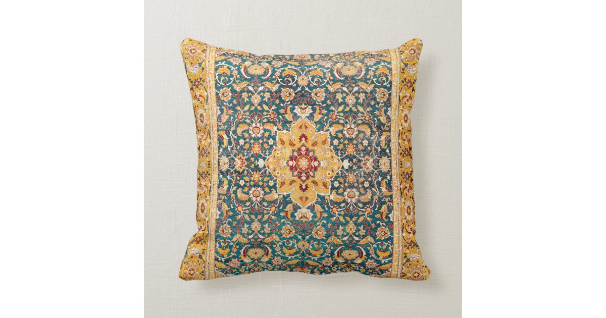 Amritsar Punjab Northwest Indian Rug Print Throw Pillow