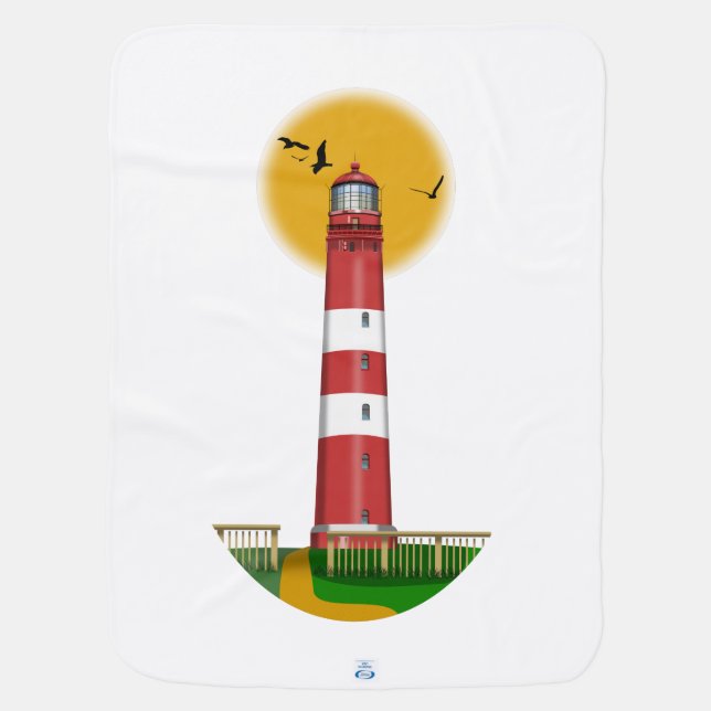Amrum Lighthouse Germany Baby Blanket (Back)