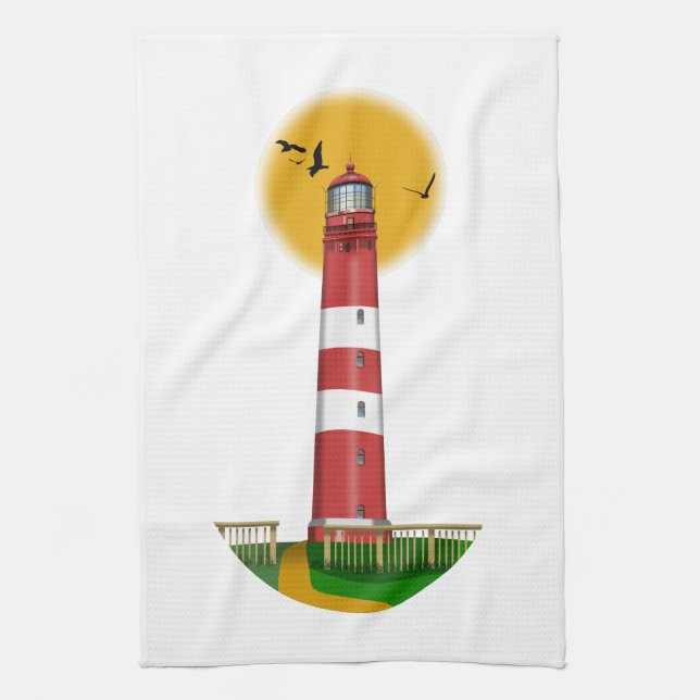 Amrum Lighthouse Germany Kitchen Towel (Vertical)