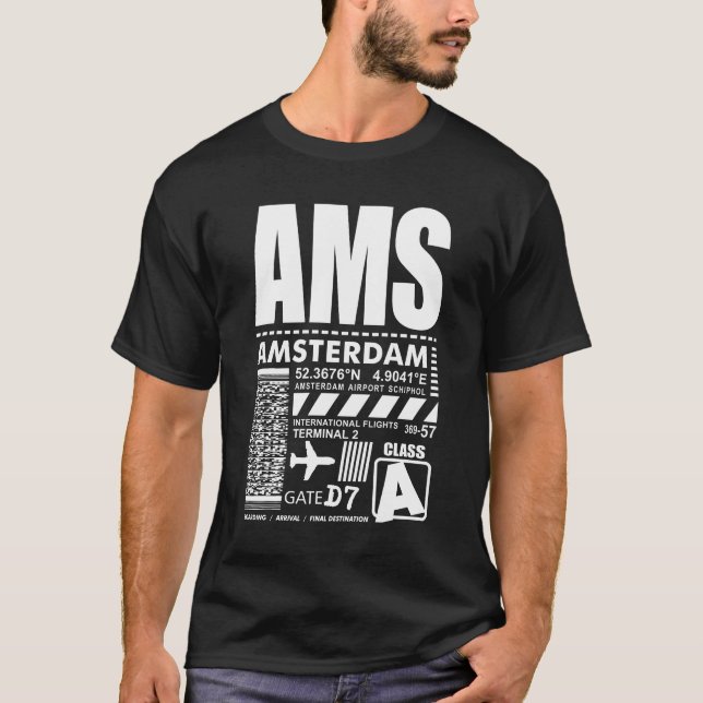 AMS Schiphol Amsterdam Airport T-Shirt (Front)