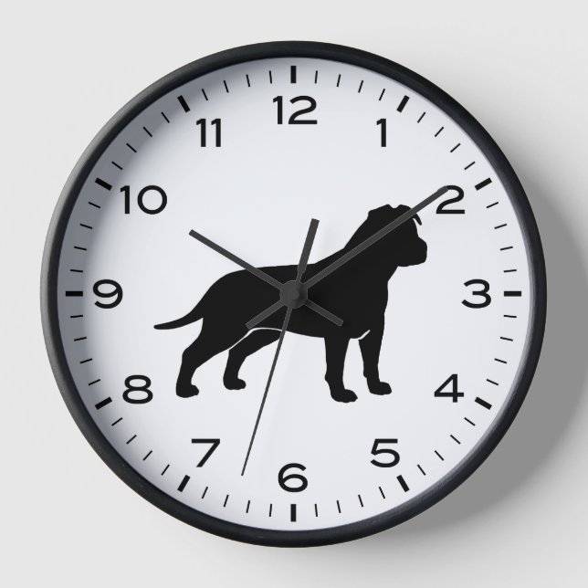 AmStaff American Staffordshire Terrier Silhouette Clock (Front)
