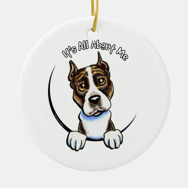AmStaff Brindle IAAM Ceramic Ornament (Front)