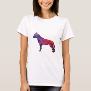 Amstaff Dog Geometric Pattern Silhouette Purple T-Shirt