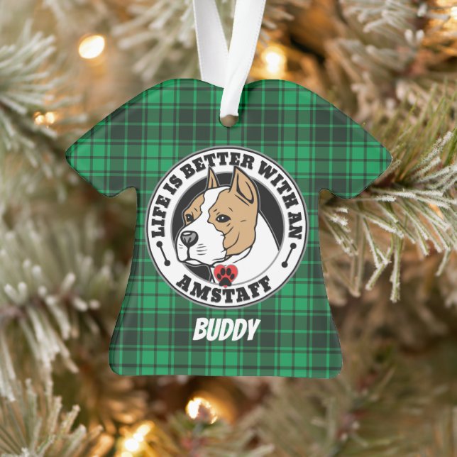 Amstaff Personalized Life Is Better With A Dog Ornament (Tree)