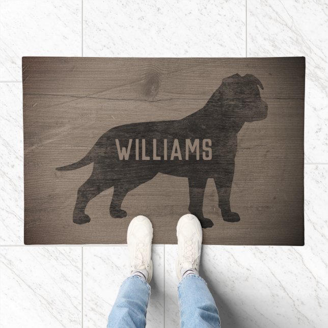 AmStaff Silhouette American Staffordshire Terrier Doormat (Indoor)