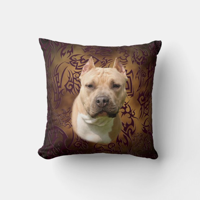Amstaff tribal tattoo throw pillow (Front)