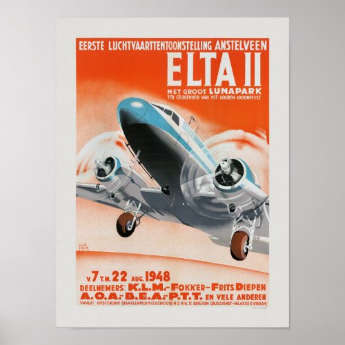 Amstelveen ELTA II Netherlands Vintage Poster 1948