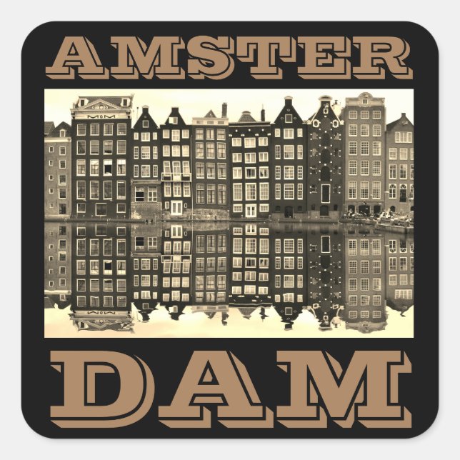 Amster Dam Poster Square Sticker (Front)