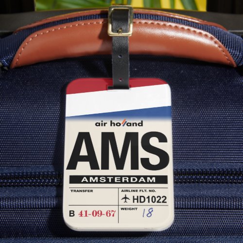 Amsterdam AMS Netherlands Airline Luggage Tag