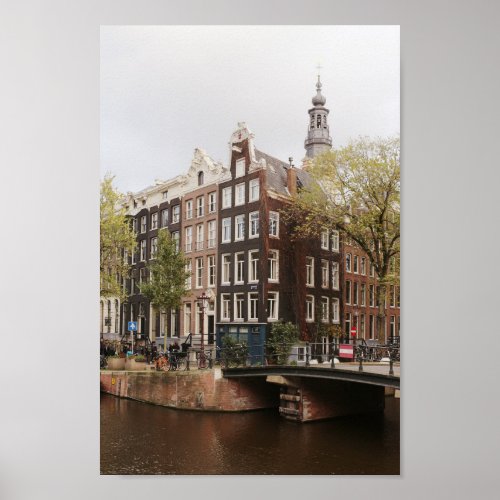 Amsterdam Autumn Canal Zuiderkerk Church Tower Poster