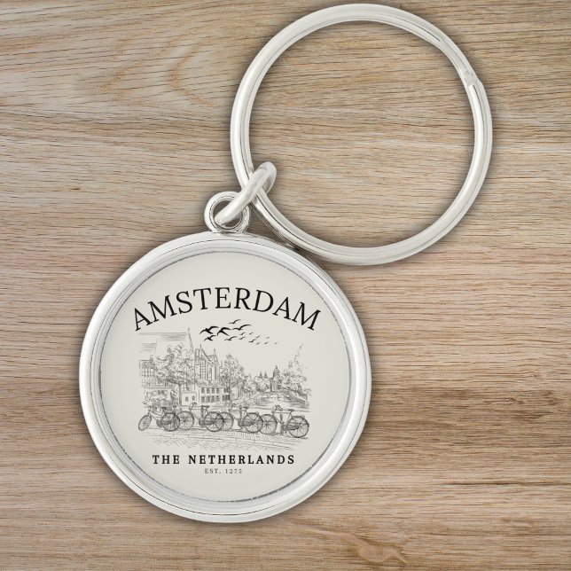 Amsterdam Beautiful Vintage Scene Keychain (Creator Uploaded)