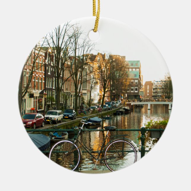 Amsterdam Bicicle Ceramic Ornament (Front)
