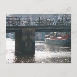 Amsterdam Bicycle Bridge Canal Photo Postcard