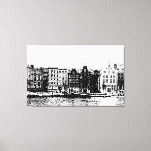 Amsterdam buildings black and white wall art