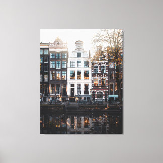 Amsterdam Buildings on the Canal, Stretched Canvas