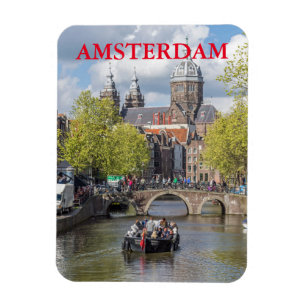 Amsterdam canal and bridge fridge magnet