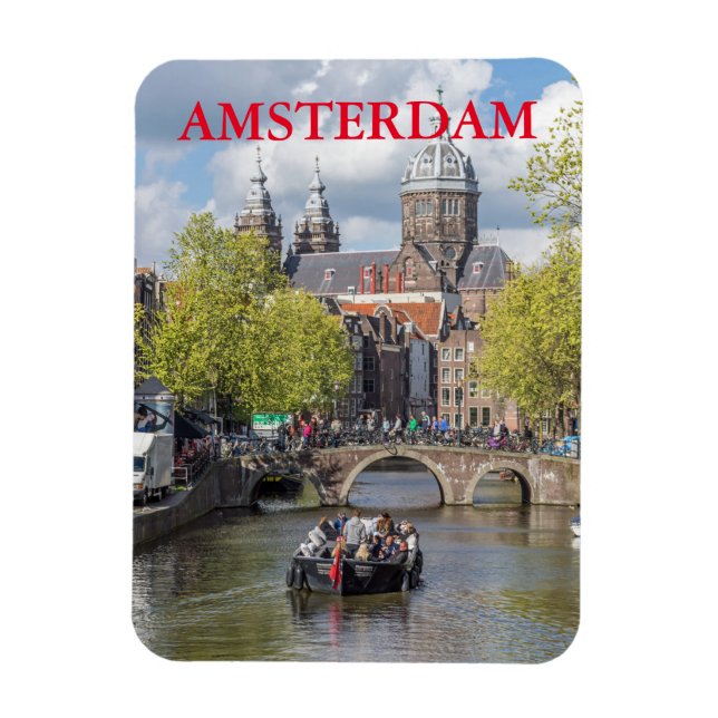 Amsterdam canal and bridge fridge magnet (Vertical)