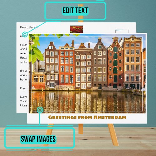 Amsterdam Canal and Traditional Homes Postcard