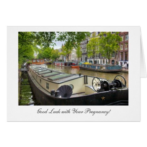 Amsterdam Canal Barge - Good Luck with Pregnancy Card