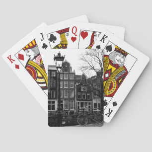 Amsterdam Canal Bicycle Black and White Poker Cards