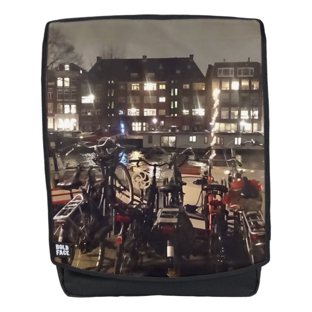 Amsterdam, Canal & Bicycles Adult Backpack (Front)