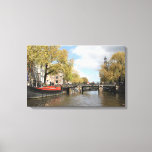 Amsterdam, Canal, Bridge, Houseboat, Church Spire Canvas Print at Zazzle