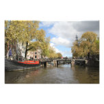 Amsterdam, Canal, Bridge, Houseboat, Church Spire Photo Print at Zazzle