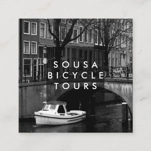 Amsterdam Canal Dutch Boat Photo Travel Tourism Square Business Card
