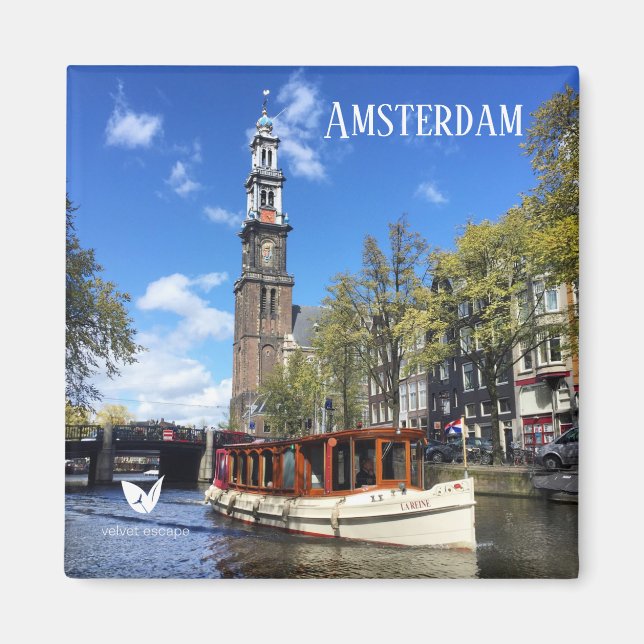 Amsterdam canal fridge magnet by Velvet Escape (Front)