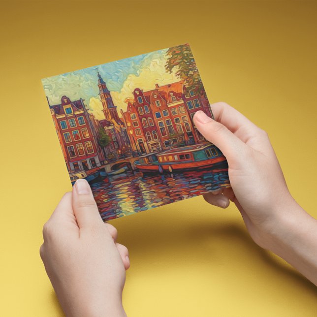 Amsterdam Canal Gables | Impressionist Stationery Note Card (Creator Uploaded)