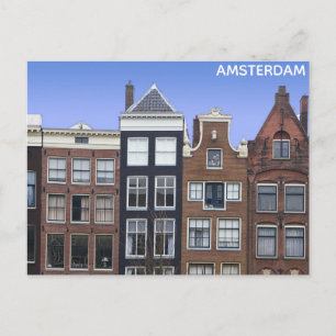 Amsterdam Canal Homes Dutch Travel Postcard