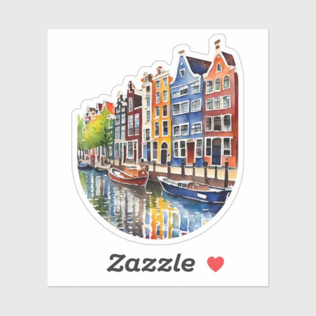 Amsterdam Canal House Watercolor Sticker (Sheet)