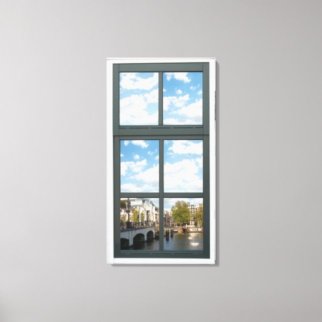 Amsterdam Canal House Window View Canvas Print (Front)